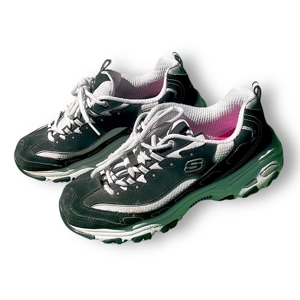 Skechers Black White Sneakers with Pink Lining